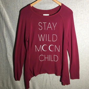 Womens Grayson Threads Blouse A Line Hem Stay wild Moon Child Maroon Casual Cute